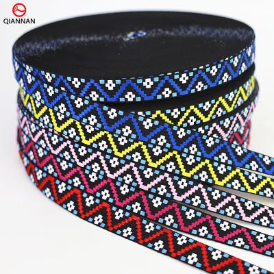 China National Style High Tenacity 20mm Colorful Cotton Jacquard Webbing Ribbon For Clothes Shoes Bags Belt Hat Decorate Strap Wholesale for sale