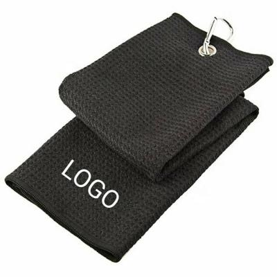 China Tablet Ready To Board Custom Microfiber Waffle Golf Towel With Logo for sale