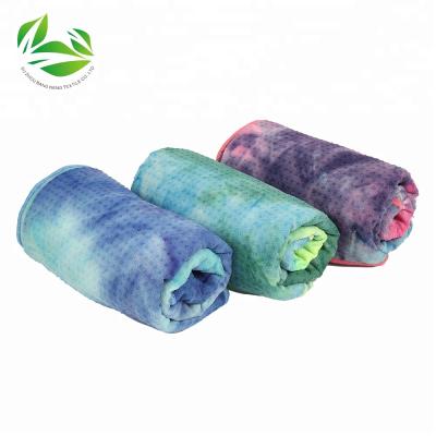 China Compressed Anti Slip Microfiber Rainbow Color Gym Sports Fitness Tie Dye Custom Yoga Towel for sale