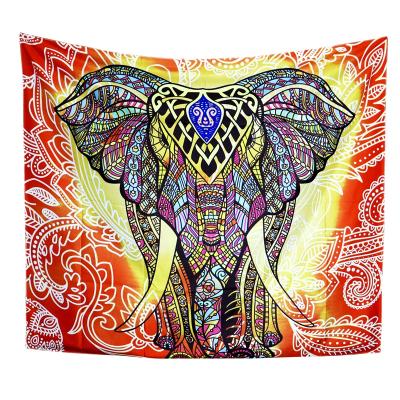 China Mandala Leaf Colorful Elephant Mandala Wall Tapestry New Custom Hanging Flat for sale