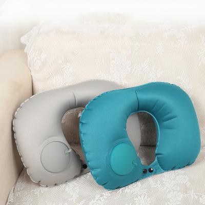 China Memory Travel Inflatable U-Shaped Compact Pillows For Airplanes Lean Back Portable Inflatable Neck Pillow Support Head And Neck for sale