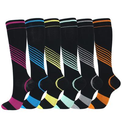 China 20-30mmhg Breathable Custom Colorful Medical High Knee High Running Sports Compression Socks for sale