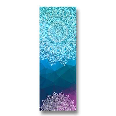 China Microfiber Women Printing Line Non-slip Exercise Fiber Balance Board Fitness Workout Yoga Towel Superthin Mat for sale