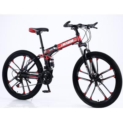 China Aluminum Alloy 26 Inch 26 Inch Double Speed ​​Disc Brake Knife Wheel Folding Mountain Bike Bicycle for sale