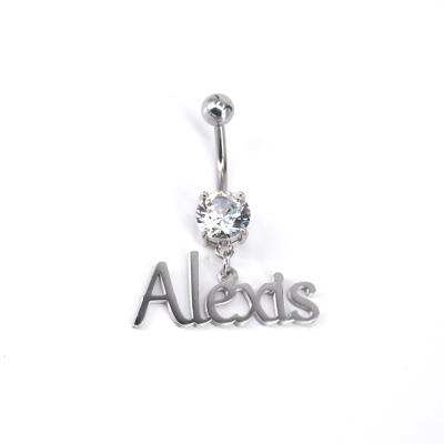 China /Sporty Casual Wholesale Gold Plated Zircon Personalized Custom Nameplate Belly Ring for sale