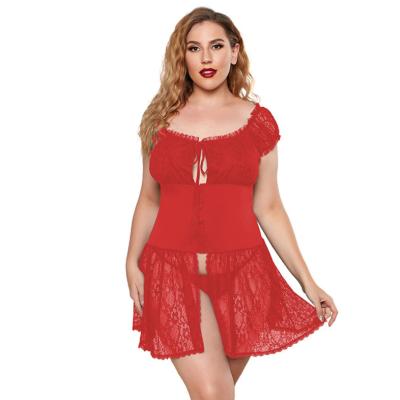 China Plus Size Plus Size Women Lingerie Set Sexy Babydoll Nightgown Lace Babydoll for sale