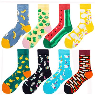 China Breathable 3D Printing Crew Design Crew Socks Custom Funny Happy Logo Cartoons Crazy Socks for sale