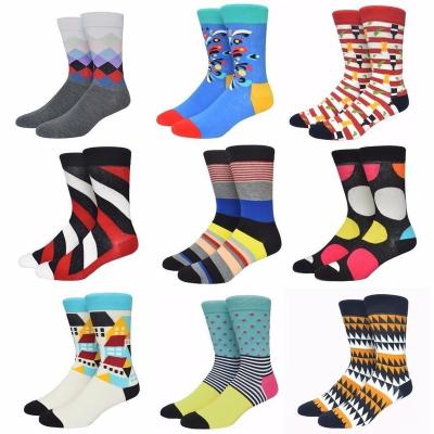 China Custom Packing Logo Men's Breathable Cute Happy Funny Cartoon Socks Crew Design Crazy Socks for sale