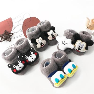 China Winter baby socks solid color baby flip terry doll breathable socks thickened three-dimensional cartoon doll for sale