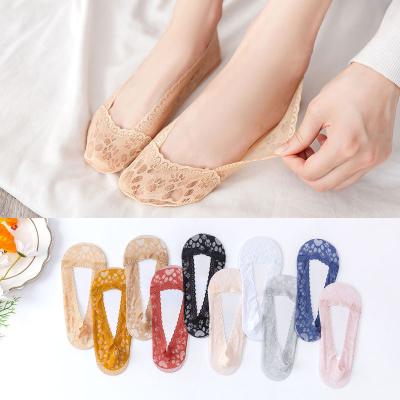 China Wholesale hot sale women's ankle socks summer transparent slip lace mesh invisible boat QUICK DRY non bangs sexy for sale