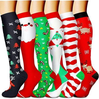 China Custom Wholesale Men Women Knee High Anti-Fault Logo Packing Brand Compression Stocking Christmas Socks for sale