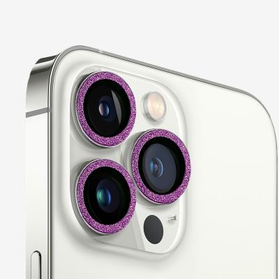 China Diamond Bling Color Camera Lens Phone Camera Lens Protector Made by Aluminum Alloy for iphone 13 pro max 12 purple for sale