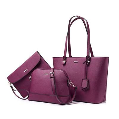 China 3Pcs/Set Fashion Handbags For Women Purse PU Leather Large Capacity Tote Custom Handbag for sale