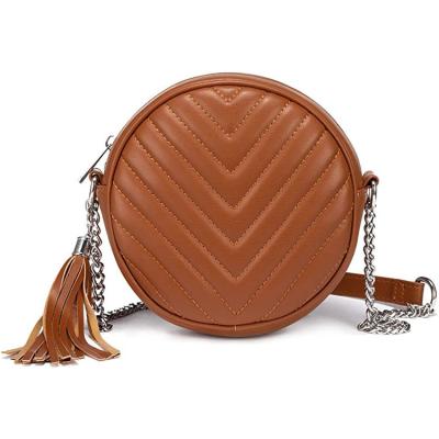 China Mini Cross - Newest Body Bag Design Stitched Cross - Body Bags Women Round Purse Tassel Ladies Pinch for sale