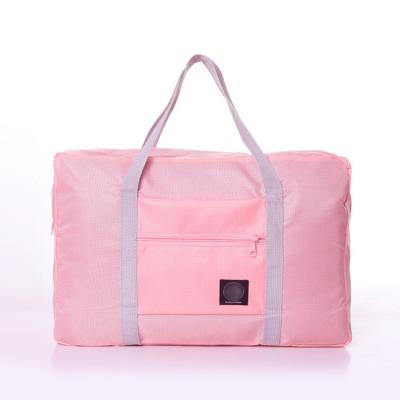 China Polyester Travel Bag Custom Luggage Storage Trolley Case Bag Pink Portable Duffel Bag Travel for sale