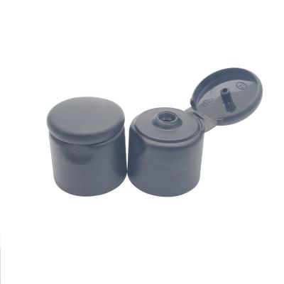 China Non Spill 24-410 Matte Black Round Lid Flip Top Cap For Shampoo Bottles for sale