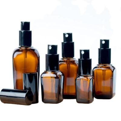 China 10ml 20ml 30ml 50ml 100ml Essential Oil Essential Oil Sprayer Pump Amber Square Perfume Glass Dropper Bottles for sale