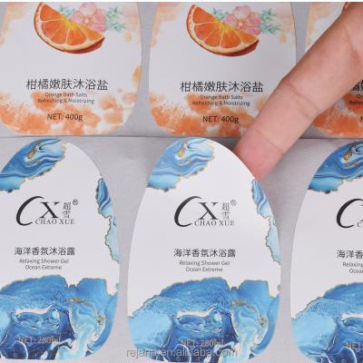 China Waterproof Vinyl PVC PE PET Water Proof Label Sticker Custom Printed Printing For Cosmetics Food Drink Packaging for sale