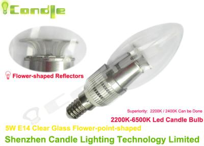 China 5500K 5w E14 Led Candle Bulb Flower Reflectors With Clear Glass Cover for sale