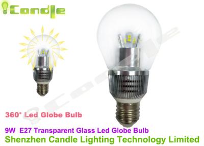 China SMD 5630 9w Transparent Glass 360 Degree Led Bulb With E27 Screw Base 6500K for sale