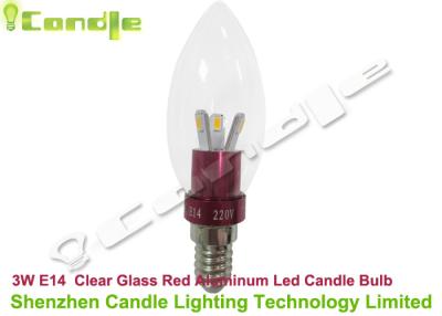 China Red Aluminum Point Shaped 3W LED Candle Bulb E14 B15 E10 2700k , LED B22 Candle for sale