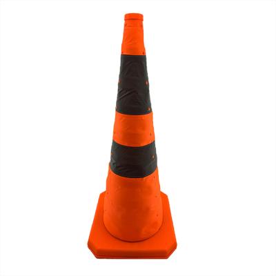 China 700mm Traffic Road Sign Folding Cone PP or ABS High Quality Reflective Road Safety Cone for sale