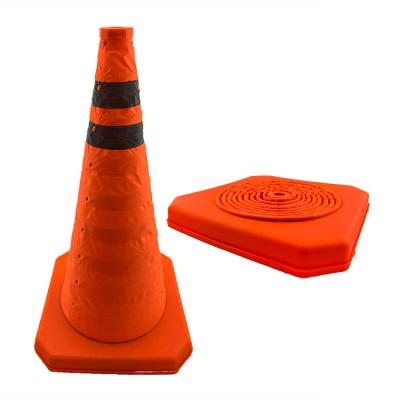 China PP Or ABS PP Base Folding Traffic Cone 55cm Traffic Cone Folding Road Safety Cone\ for sale