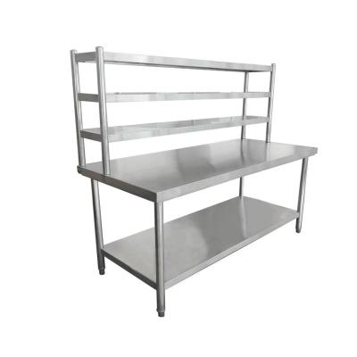 China Hot Selling Commercial Assembly 180cm Length Stainless Steel Table With Countertop Shelf for sale