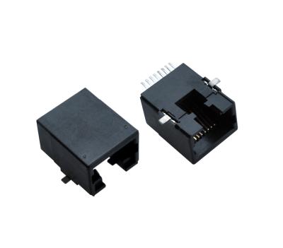 China Side enter plastic SMT 6p6c RJ45 RJ11 connector tab down no magnetics for sale