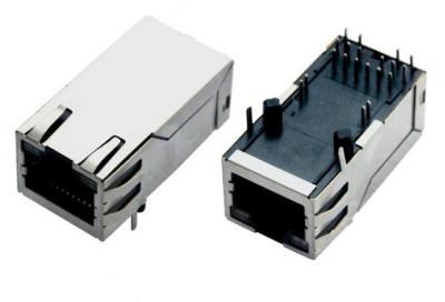 China RJ45 Shielded Connector , Magnetic RJ45 Jack with EMI Fingers Integrated LED for sale