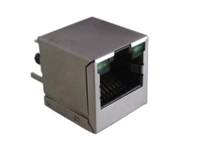 China Vertical Type Push In Top Entry RJ45 Female Connector Shielded With LED for sale