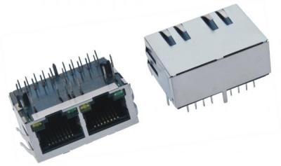 China RJ45 Female Jack , 1x2 Port RJ45 PCB Connector Modules With Shield for sale