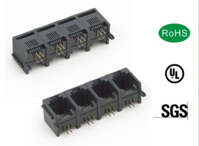 China Pcb Mount Multi Port Rj45 Female Connector Support 4pin  6pin 8pin for sale