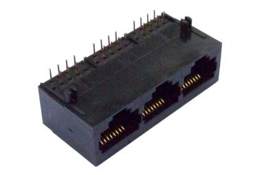 China Unshielded 1x3 Multi Port RJ45 Modular Jack 10P8C Vertical push in type head for sale