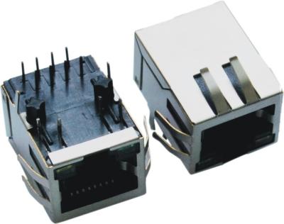 China Lusje onderaan 10/100M Enige Haven RJ45 Modulaire Jack Connector met leiden met EMI Te koop