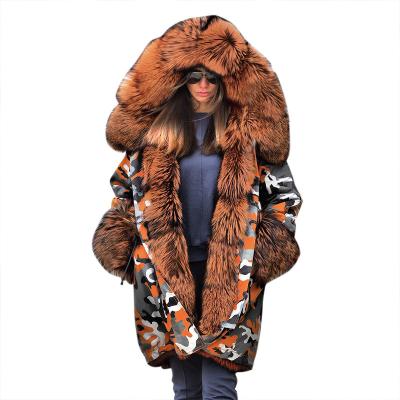 China Breathable Cotton Style Warm Clothing Women Fur Collar Hooded Winter Coat for sale