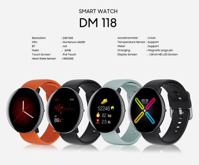 China MP3 Playback Smartwatch OEM Ip67 Heart Rate Body Temperature Monitor Camera Music Control Waterproof Slim Smart Watch Dm118 for sale