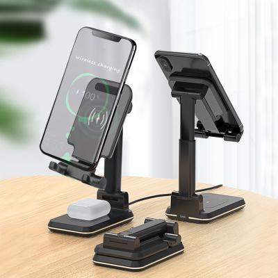 China Portable Foldable Mobile Phone Qi Charger Phone Stand Wireless Holder for sale