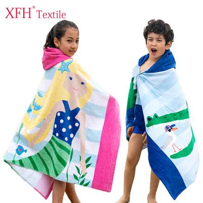 China QUICK DRY Hot Sale Formaldehyde Free Kids Can Wear Cotton Hooded Bath Towel Cape Lengthened Kids Beach Towels for sale