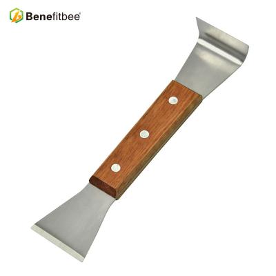 China Farms Beekeeping Equipment Stainless Steel Hive Tool With Wooden Handle for sale