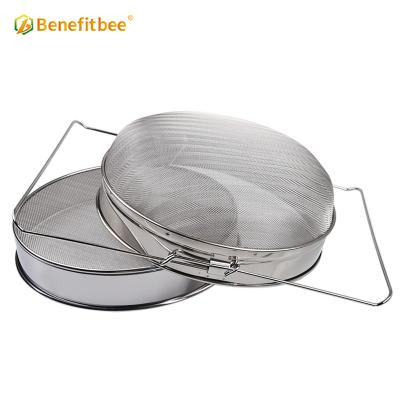 China Bee Honey Filter Plus Size Stainless Steel Double Layer Honey Strainer Round Honey Filter for sale