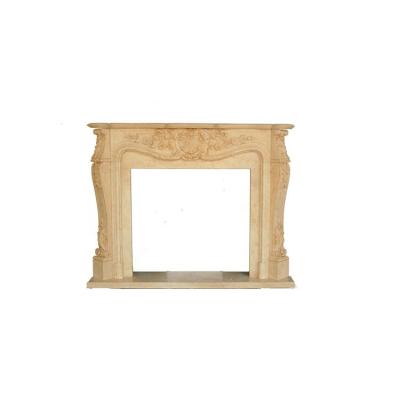 China Natural Marble Hand Carved Antique Fireplace Yellow Stone 180*150*30 for sale