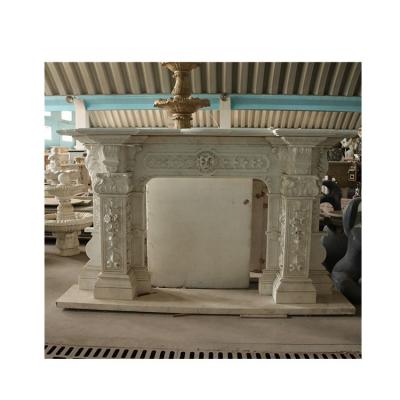 China Natural Marble Hand Carved Luxury White Marble Antique Fireplace 180*150*40 for sale