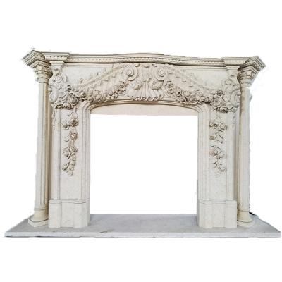 China Wholesale Custom Modern Living Room Decoration Fireplace Free Natural Marble Surround for sale