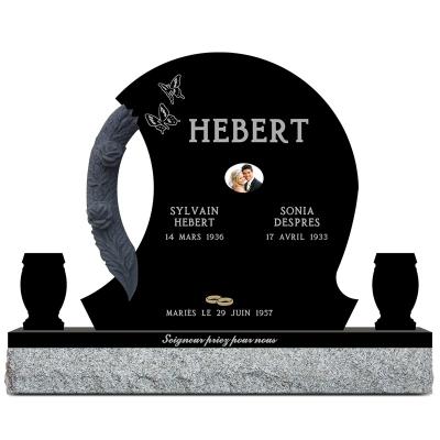 China Custom Customized Cheap Price Fashion Hand Carving Natural Marble Black Tombstone Monument for sale