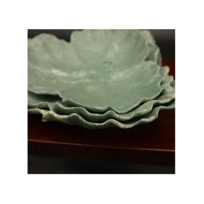 China Leaf Shape Viable Green Stone Fruit Bowl for sale