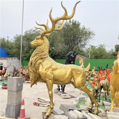 China Wholesale Europe Outdoor Christmas Fashion Gold Color Resin Decorative Deer Sculpture For Sale for sale