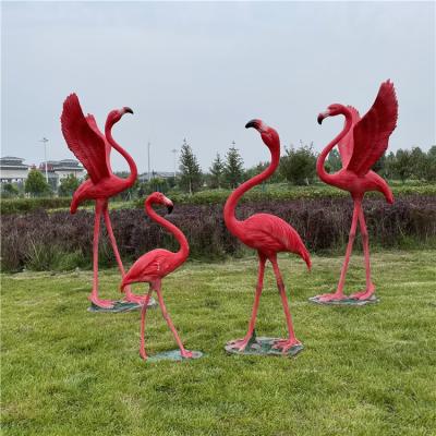 China Europe Outdoor Modern Garden Art Decoration Animals Resin Flamingo Standing Sculpture Large for sale