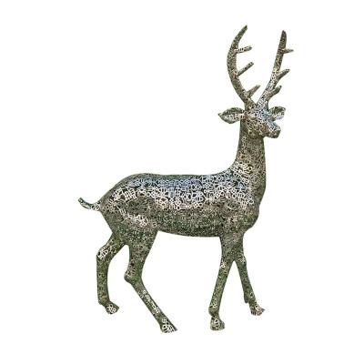 China Europe New Design Led Light Abstract Stainless Steel Deer Sculpture For Outdoor Christmas Decoration for sale