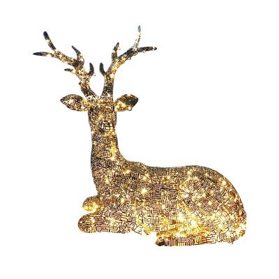 China Europe Customized Large Outdoor Glittering Stainless Steel Hollow Deer For Christmas Yard Decoration for sale